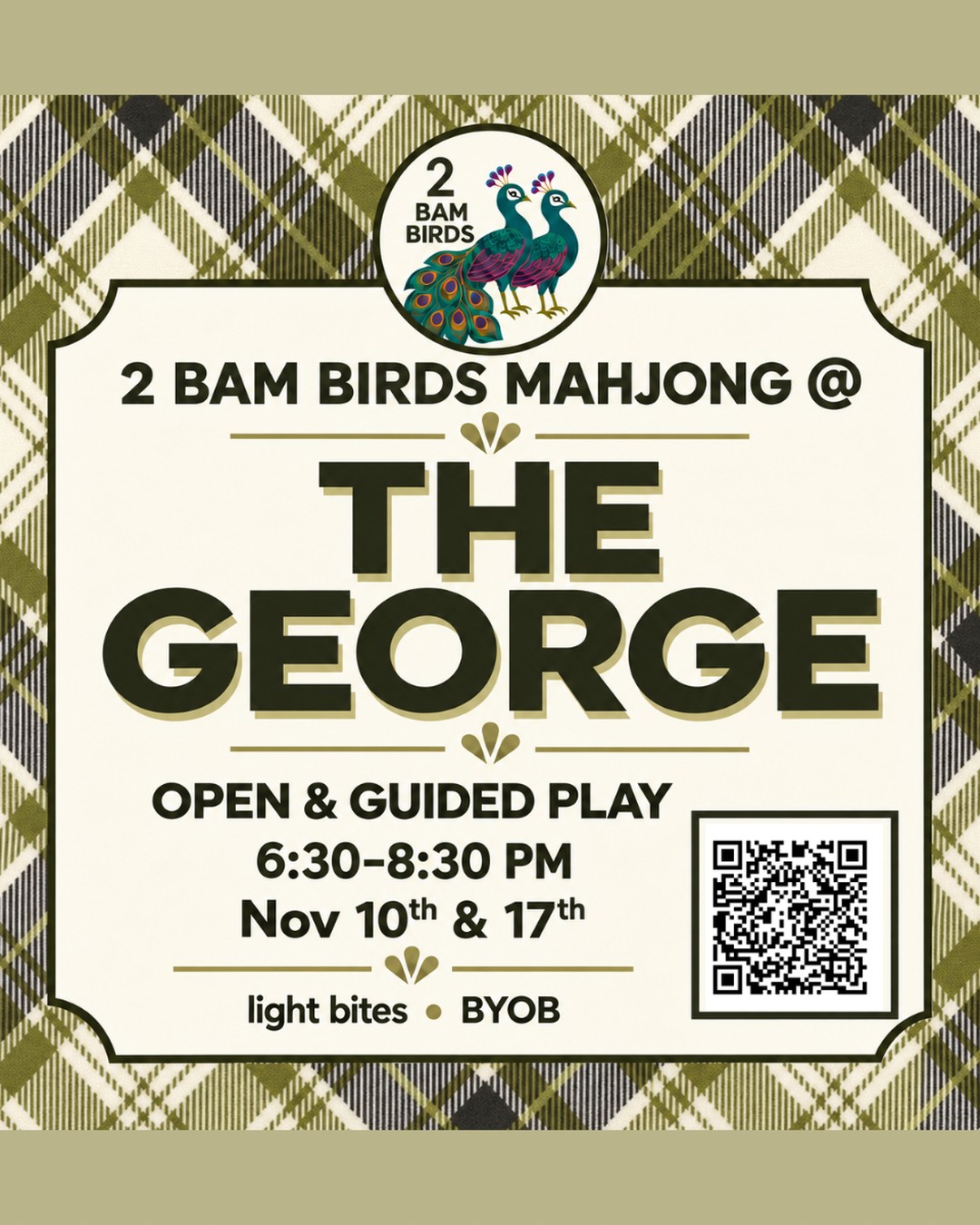2 BAM BIRDS Mahjong at The George — Nov 10 & 17