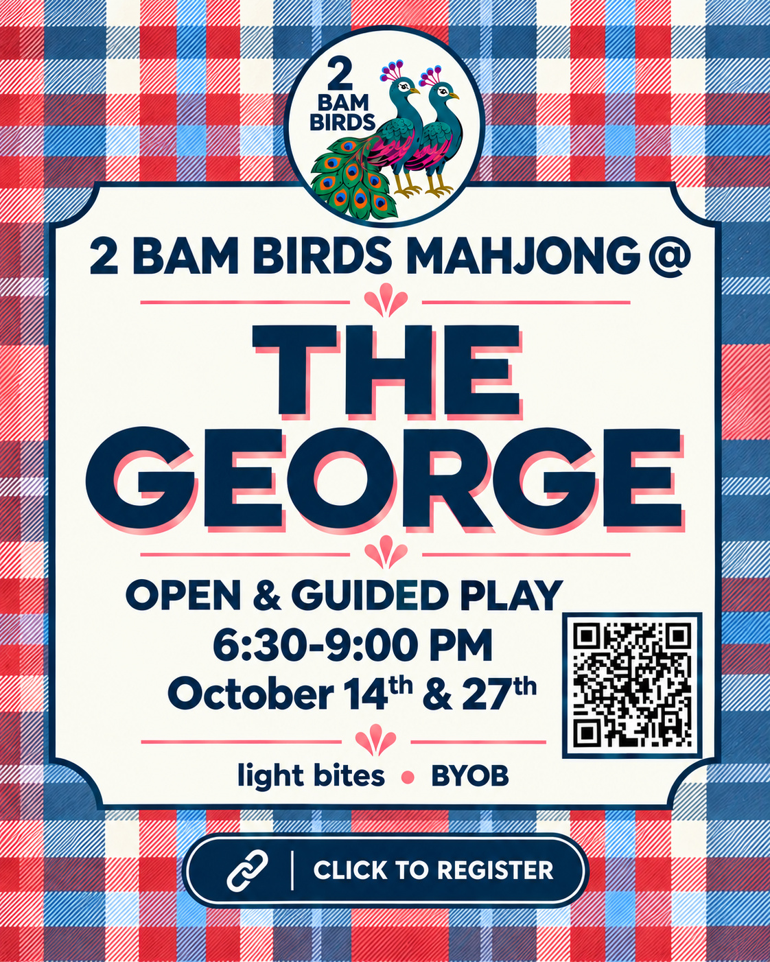 2 BAM BIRDS Mahjong at The George — Oct 14 & 27